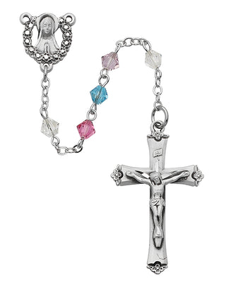 (602lf) Ss 5mm Multi Swarovski Rosary - Unique Catholic Gifts