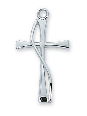Sterling Silver Cross with Spiral Wire (1