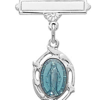 (431l) Ss Blue Mirac Rf Baby Pin - Unique Catholic Gifts