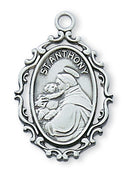 St Anthony Sterling Silver Medal 1" with Chain - Unique Catholic Gifts
