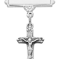 (466l) Ss Crucifix Rf Baby Pin - Unique Catholic Gifts