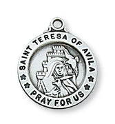 St Teresa of Avila Medal Sterling Silver 5/8" with chain - Unique Catholic Gifts