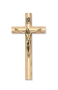 (79-00487) 8" Oak Crucifix W/gold Inlay - Unique Catholic Gifts