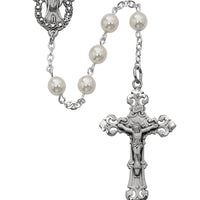 (R274lf) Ss 6mm Pearl Rosary - Unique Catholic Gifts