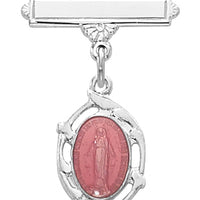 (432l) Ss Pink Mirac Rf Baby Pin - Unique Catholic Gifts
