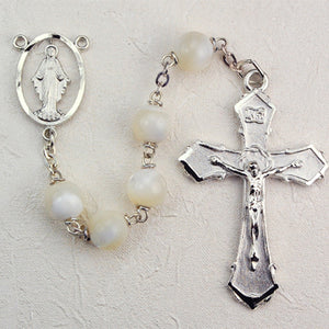 (R275rf) 8mm Mother of Pearl Rosary - Unique Catholic Gifts