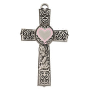 (73-63) 6" Pewter Baby Girl Pink Epoxy - Unique Catholic Gifts