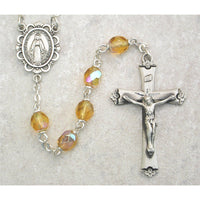 Sterling Silver and Topaz Rosary for November Birthstone 6MM - Unique Catholic Gifts