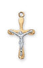 Gold over Sterling Silver Crucifix ( 10/16" )on a 16" Gold Plated Chain - Unique Catholic Gifts