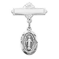(433l) Ss Oval Mirac Baby Pin - Unique Catholic Gifts
