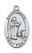 St John the Apostle Medal Sterling Silver 1-1/8X5/8"" with chain - Unique Catholic Gifts