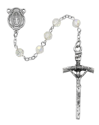 (568-crf) 6mm Crystal Papal Rosary - Unique Catholic Gifts