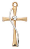 Rose Gold and Sterling Silver Cross with Crystal Stone (1") - Unique Catholic Gifts