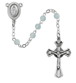 (201d-blg) 3mm Blue Glass Rosary - Unique Catholic Gifts