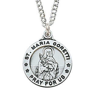 (L600mg) Sterling Silver St. Maria Goretti 20" Chain & Box - Unique Catholic Gifts