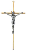 (79-77) 8" Tutone Brass Crucifix - Unique Catholic Gifts