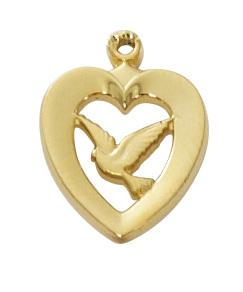 Gold Over Sterling Silver Heart with Dove (1/2
