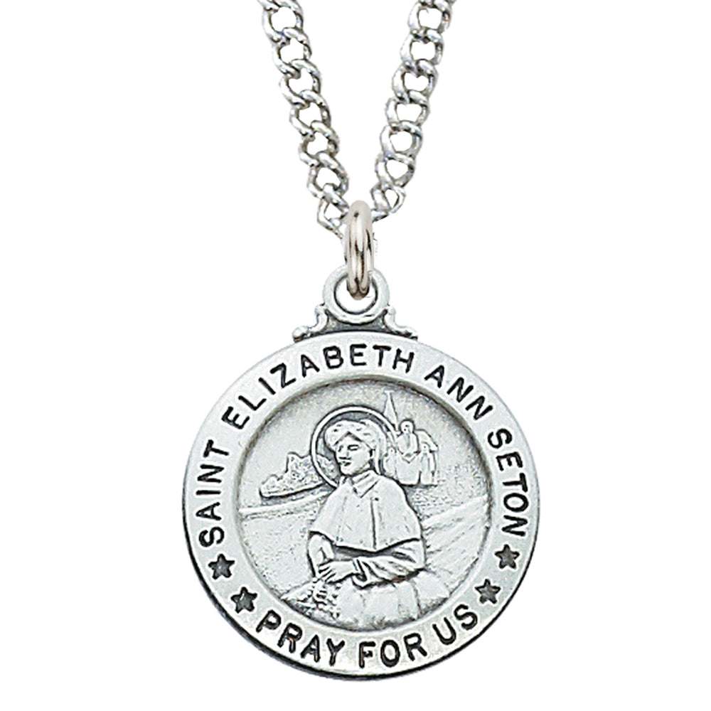 St Elizabeth Ann Seton Medal Sterling Silver 3/4" - Unique Catholic Gifts