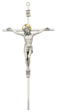 (79-42501) 10" All Silver Crucifix - Unique Catholic Gifts