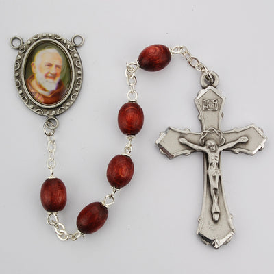 (R205df) 6x8mm Brown St. Padre Pio Rsry - Unique Catholic Gifts