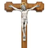 (80-104) 10" Walnut Crucifix W/halo - Unique Catholic Gifts