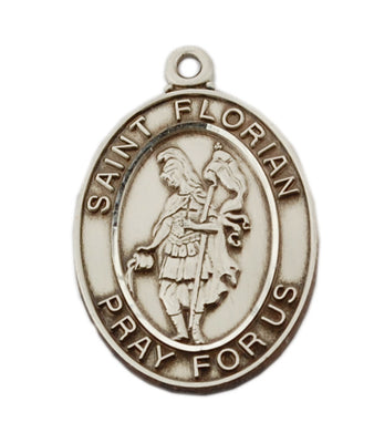(L684fl) Sterling Sil. St Florian Medal - Unique Catholic Gifts