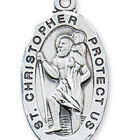 (L607) Ss Oval St Chris 24 Chain&box" - Unique Catholic Gifts