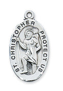 (L607) Ss Oval St Chris 24 Chain&box" - Unique Catholic Gifts