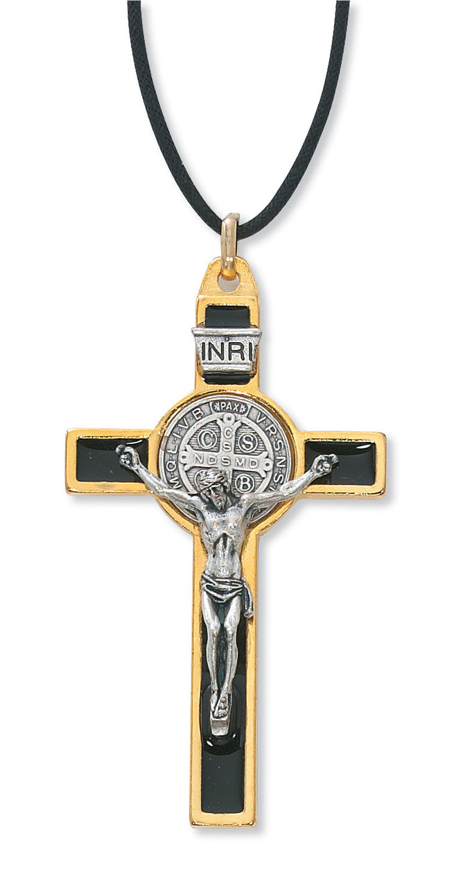 (119-06) 3" Gold St. Benedict Crucifix - Unique Catholic Gifts