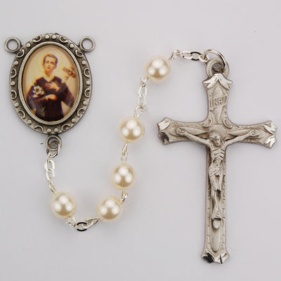 (R196df) 6mm Pearl St. Gerard Rosary - Unique Catholic Gifts