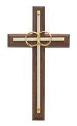 (71-12) 6 1/2" Walnut/white Wed Cross - Unique Catholic Gifts