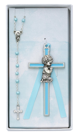 (Bs49) Boy's Cross & Rosary Set - Unique Catholic Gifts