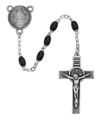 (R365df) 4x6mm Black St Benedict Rosary - Unique Catholic Gifts