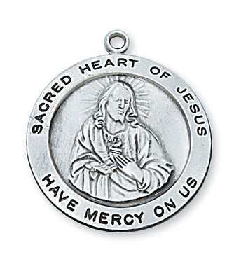 (L567) Ss Round Sacred Heart 24ch&