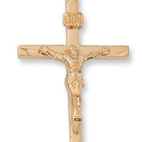 18KT. Gold on Sterling  Silver Crucifix  (1 6/16") on 24" Gold Plated Chain. - Unique Catholic Gifts