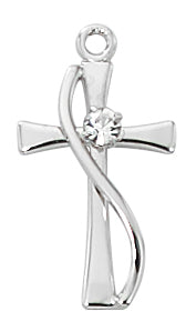 (L9191) Sterling Cross 18" Ch & Bx - Unique Catholic Gifts