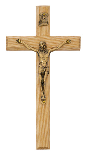 (80-07) 8" Oak Crucifix, Bagged - Unique Catholic Gifts