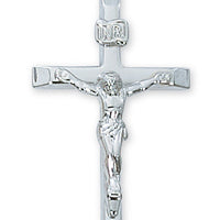 (L9081)  Sterling Silver  Crucifix 20" Chain and Box - Unique Catholic Gifts