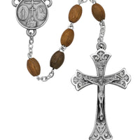 (172lf) Ss 5x7mm Olive Wood Rosary - Unique Catholic Gifts