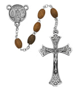 (172lf) Ss 5x7mm Olive Wood Rosary - Unique Catholic Gifts