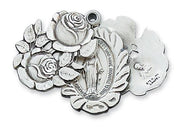 Sterling Silver Miraculous Rose Bud Medal (1") on 24" chain.(LM48) - Unique Catholic Gifts
