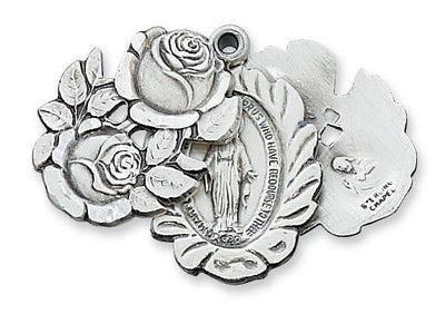 Sterling Silver Miraculous Rose Bud Medal (1