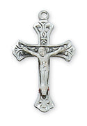 (L8045)Sterling Silver Crucifix 18" Chain and Box - Unique Catholic Gifts