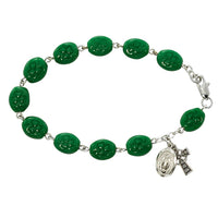 (920l) 7 1/2" Green Shamrock Bracelet - Unique Catholic Gifts