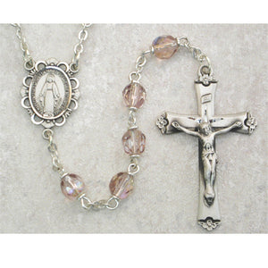 (875l-amf) Ss 6mm Amethyst/june Rosary - Unique Catholic Gifts