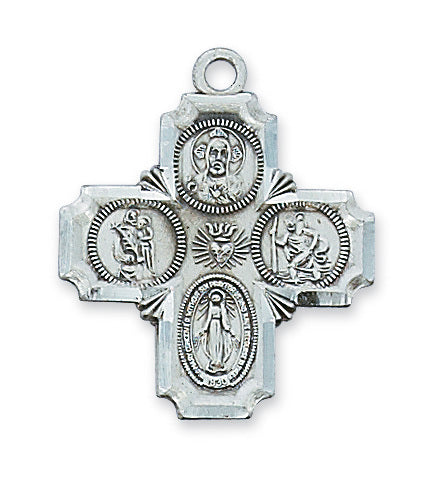 (L398)  Sterling Silver 4-WAY 24" Chain and Box - Unique Catholic Gifts
