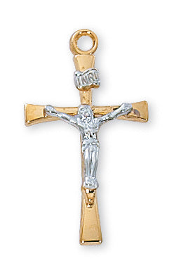 (Jt9119) G/ss Tutone Crucifix 18ch&bx" - Unique Catholic Gifts