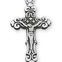 Sterling Silver Crucifix (3/4") on 16" chain - Unique Catholic Gifts