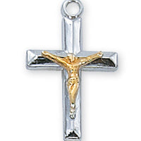 (L9088)  Sterling Silver  Crucifix 18" Chain and Box - Unique Catholic Gifts