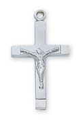 (L8015)Sterling Silver Crucifix 18" Chain and Box - Unique Catholic Gifts